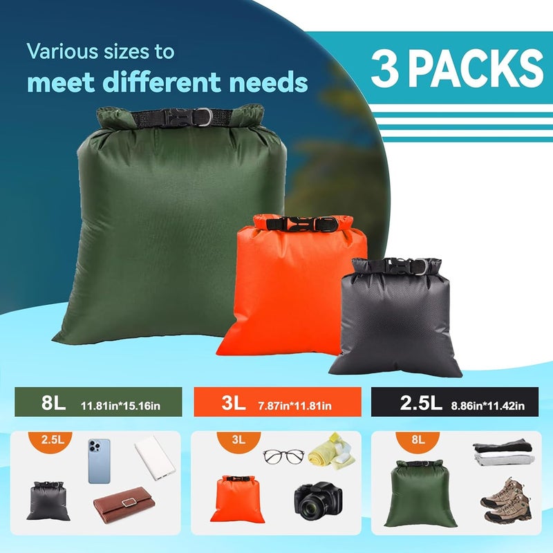 ILZAR Store 6PCS Dry Bags Waterproof, Lightweight Dry Bags for Kayaking Waterproof，Outdoor Waterproof Bag for Kayaking Hiking Boating Camping - Image 2